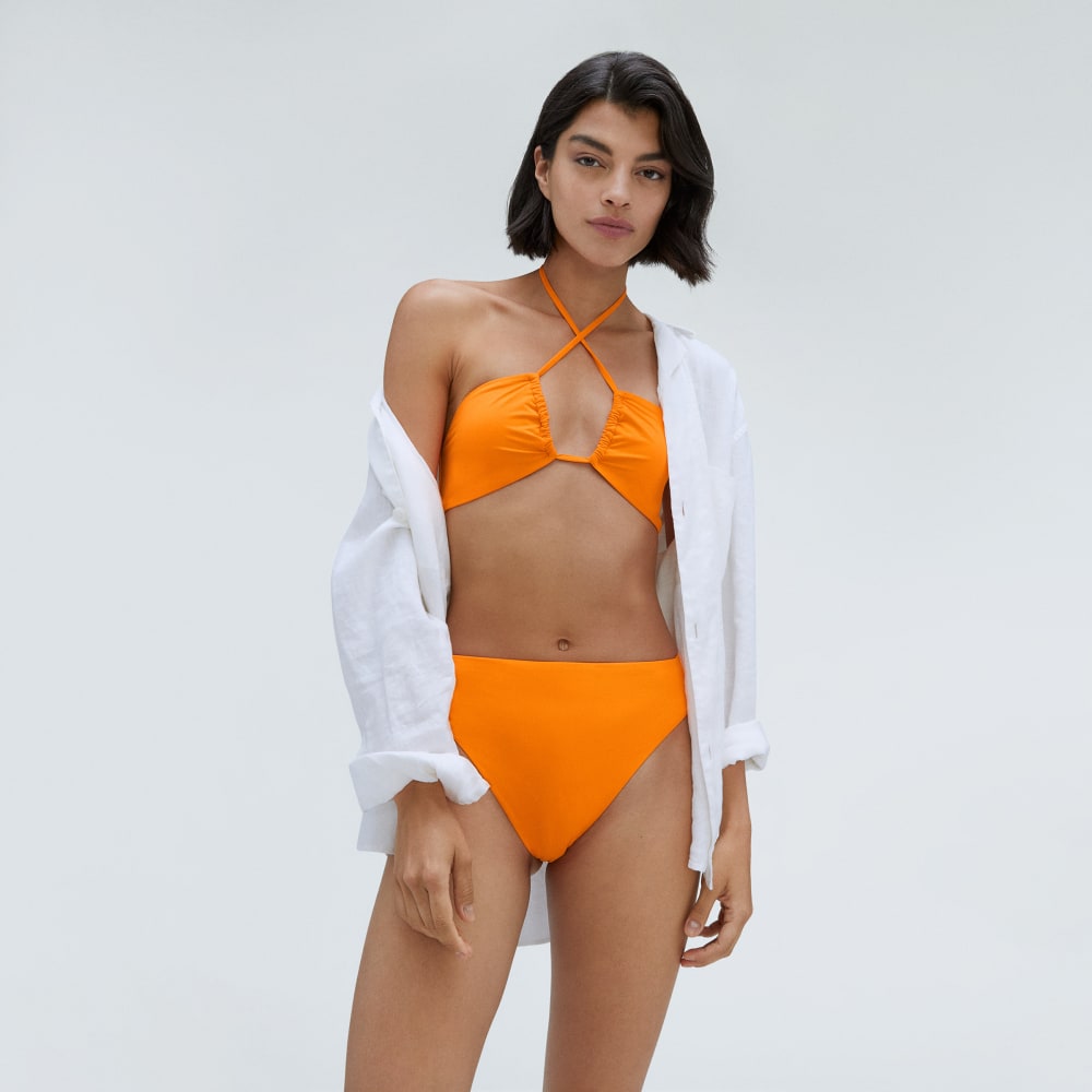 The High-Rise Cheeky Bikini Bottom in Turmeric — detail view