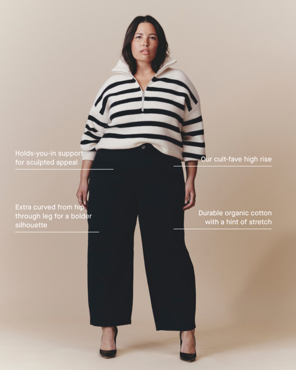 The Utility Curve Pant in Black — detail view