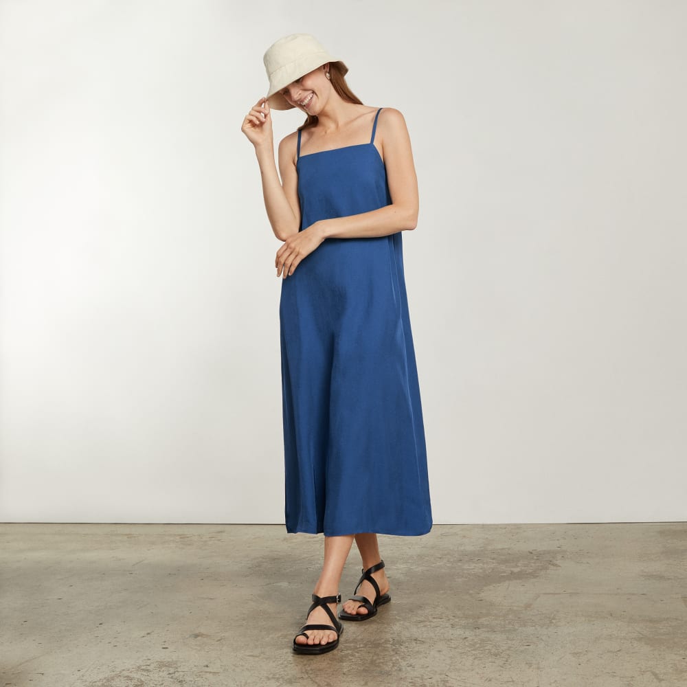 The Japanese GoWeave® Slip Dress in Deep Blue — detail view