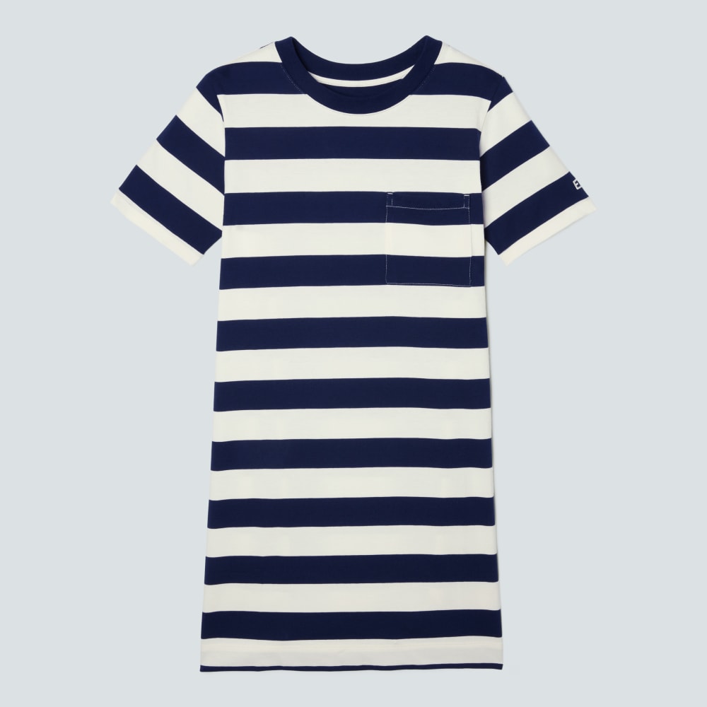 The Organic Cotton Weekend Tee Dress in Navy / Canvas — front view
