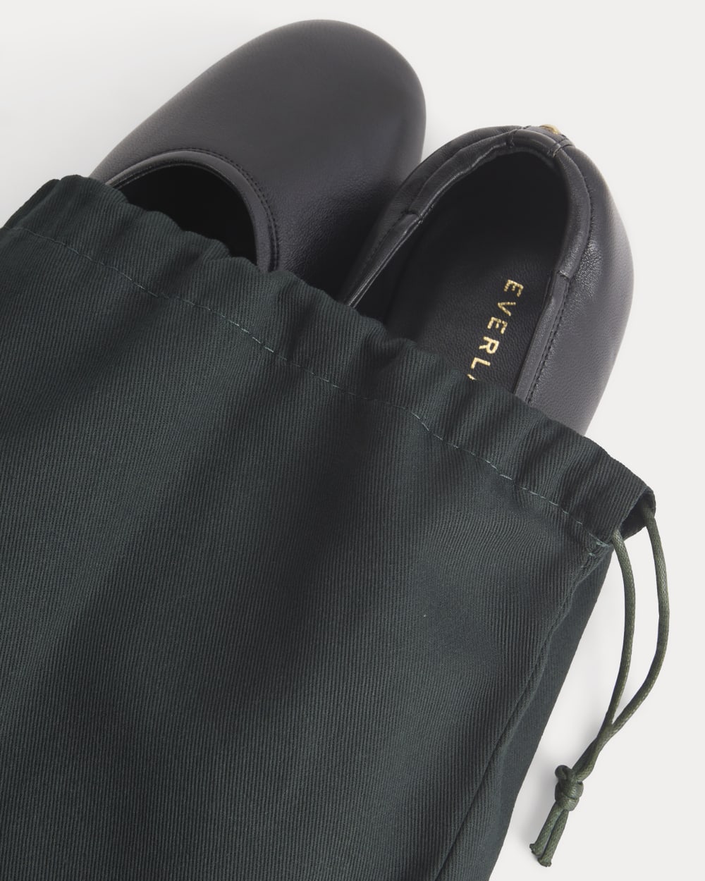 Made in Italy Flat in Black Leather — detail view