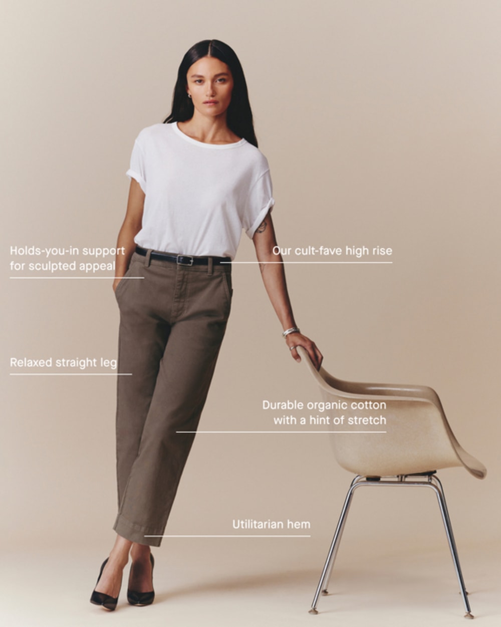 The Utility Straight-Leg Pant in Black — detail view