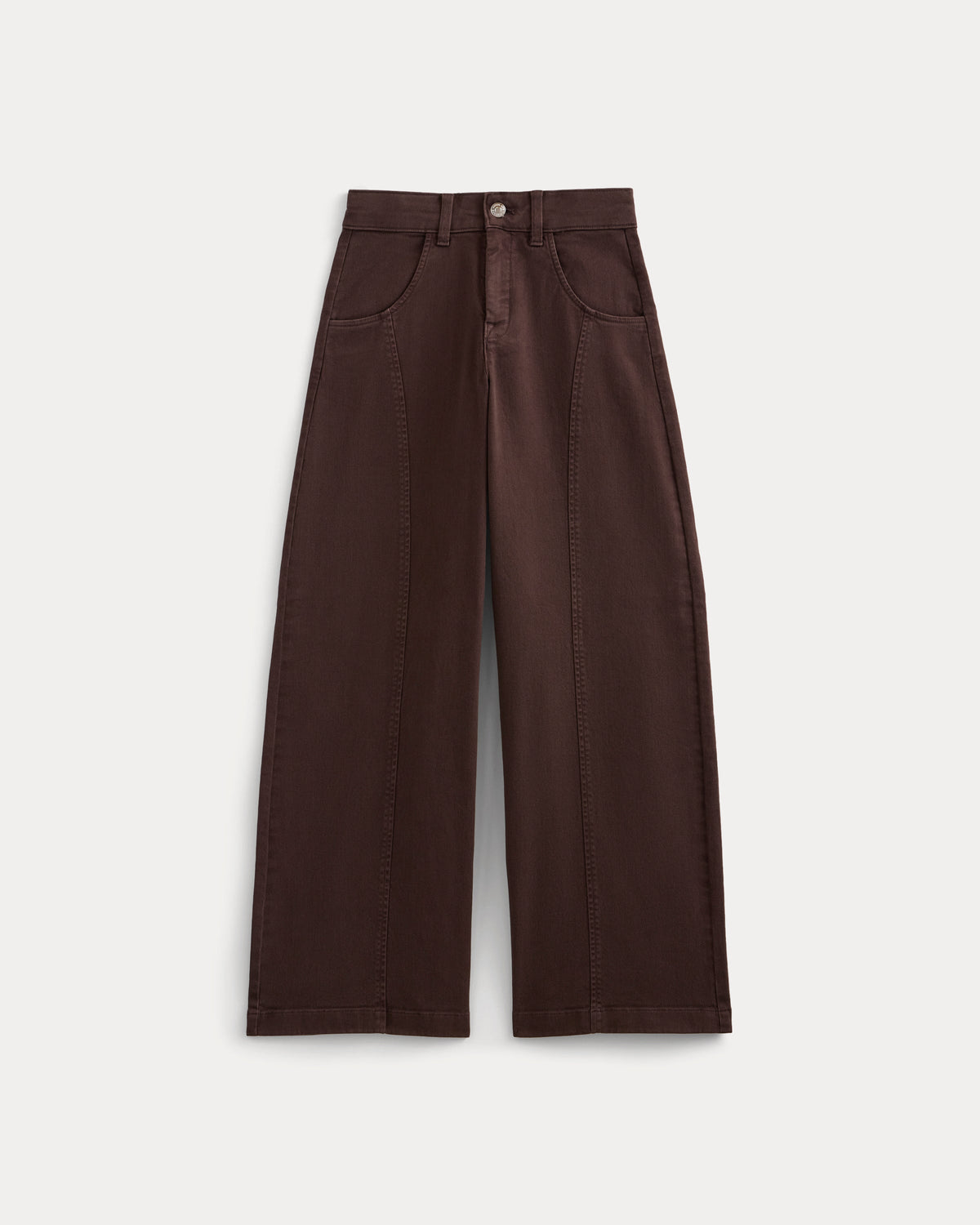 Utility Seamed Wide-Leg Pant in Coffee Bean — detail view