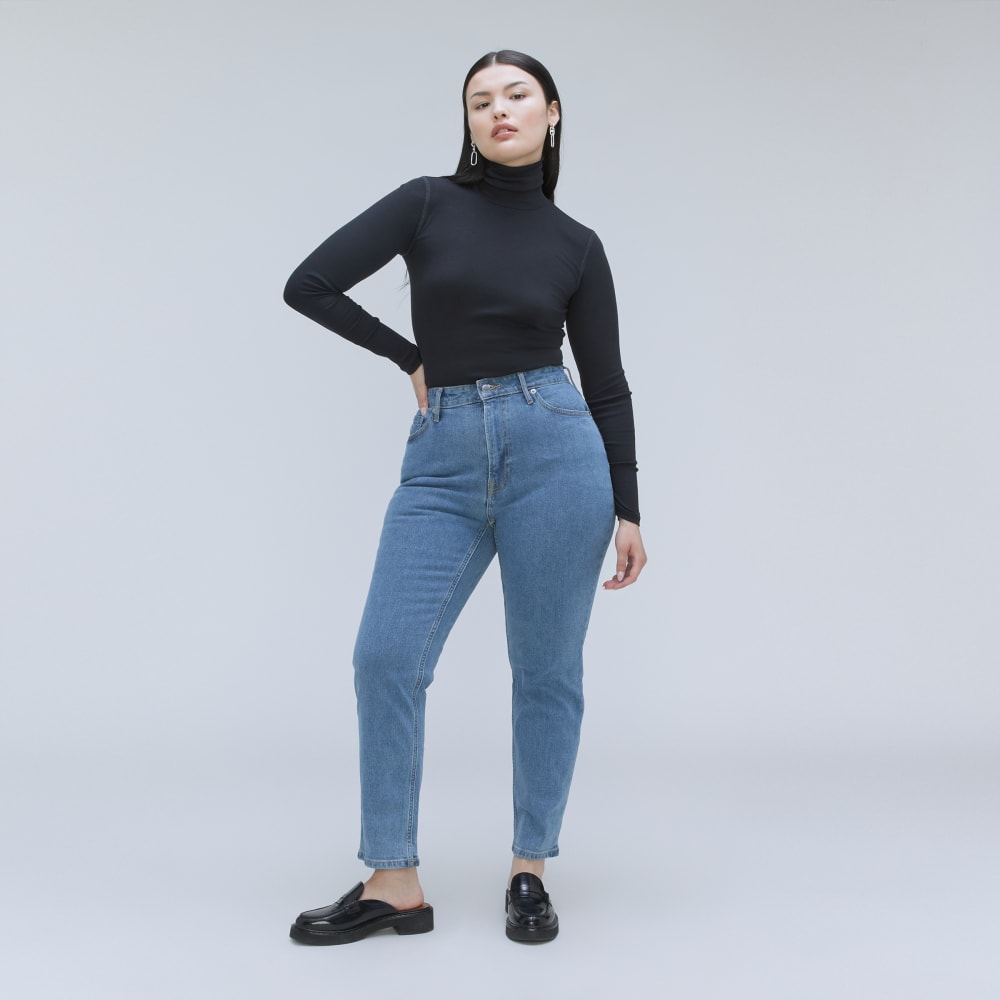 The Cheeky Hourglass Jean in Stone-Washed Sky — front view