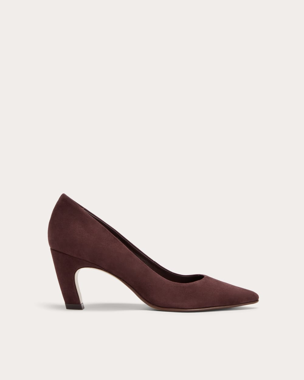 The Banana Pump in Dark Mahogany Suede — front view