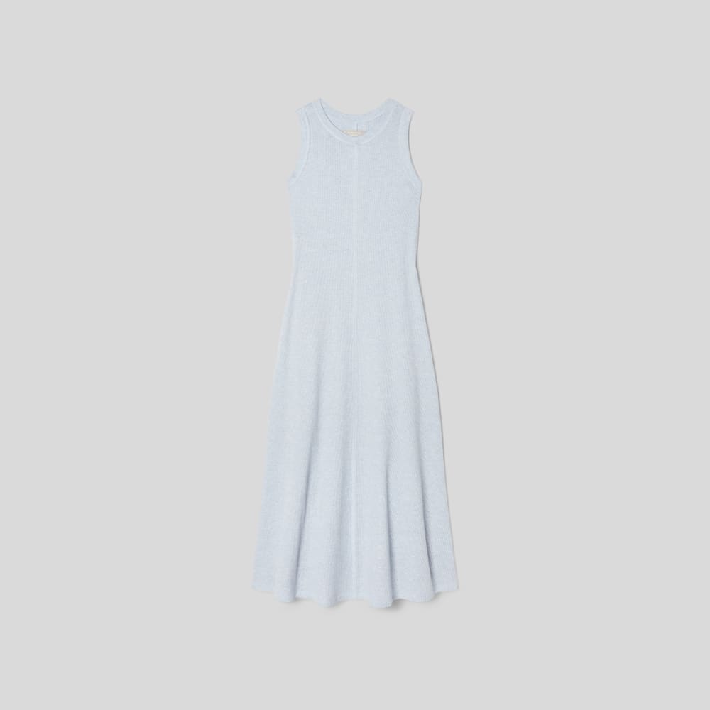 The  Organic Cotton Waffle Tank Dress in Heathered Periwinkle — alternate view