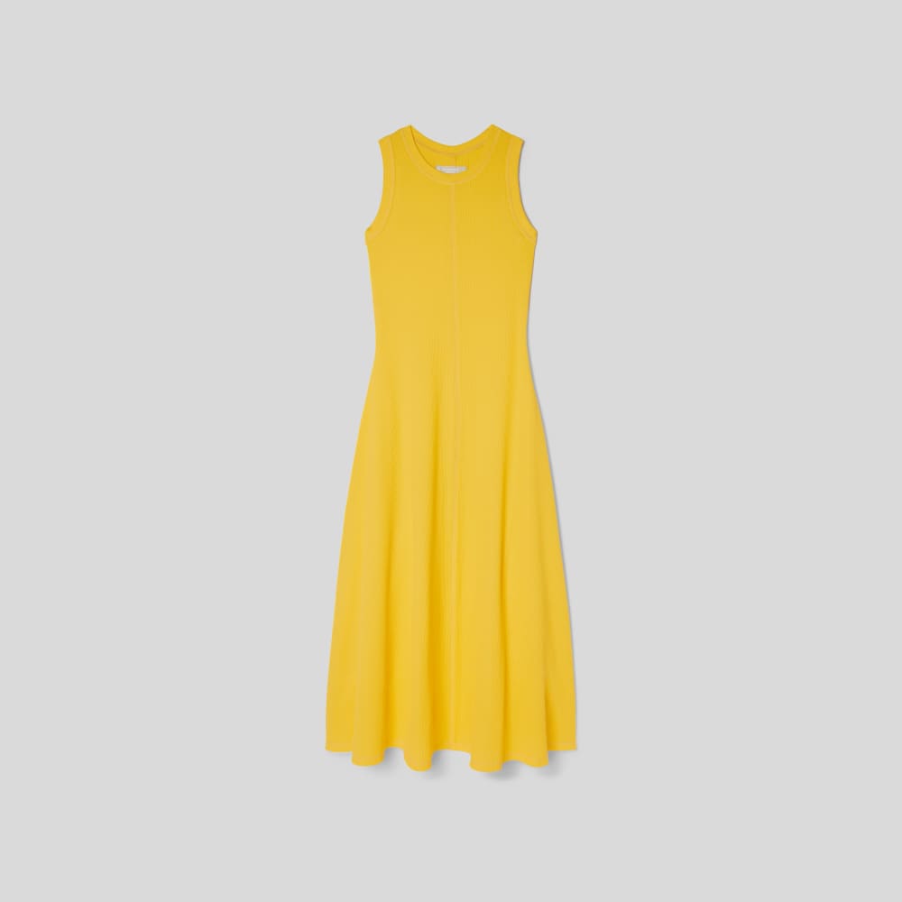 The  Organic Cotton Waffle Tank Dress in High Visibility Yellow — alternate view